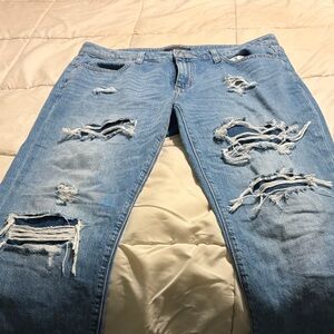 Aeropostale Light Blue Slim Straight Ripped Jeans